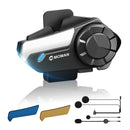 Single pack Moman H2S intercom system for motorcycle includes a control unit, two speakers, a soft mic, and a hard mic.