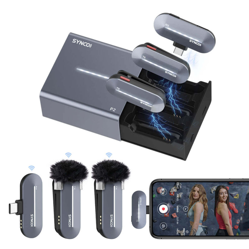 SYNCO P2S Android plug in clip on microphone can be used with devices that have Type-C audio output port