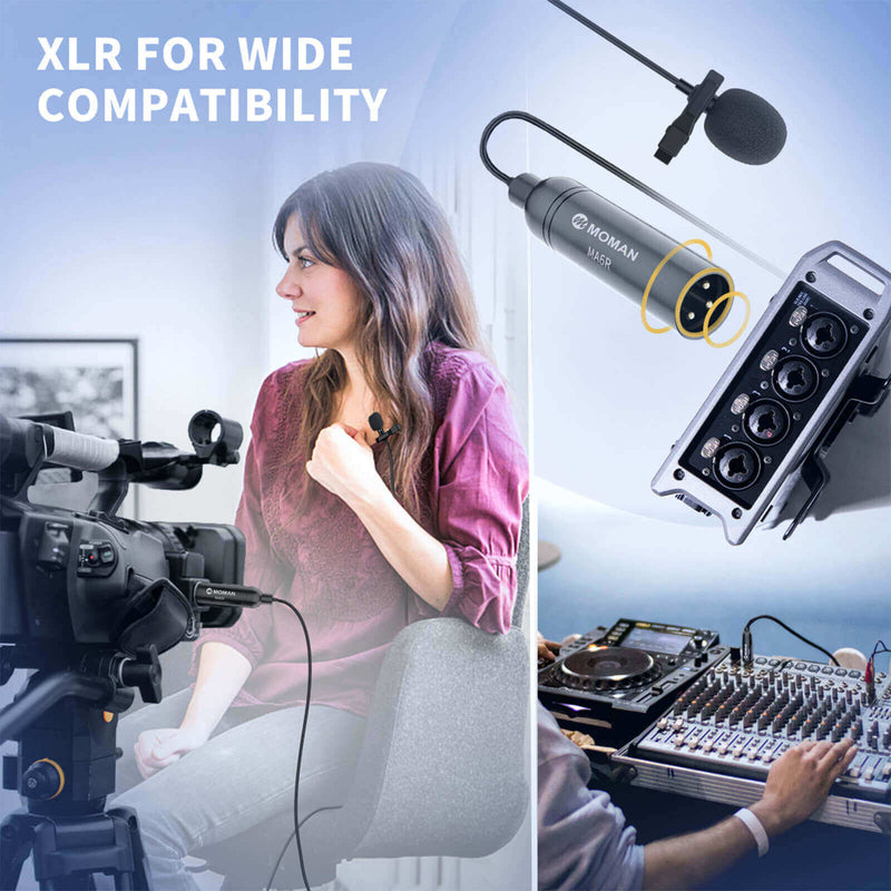 Moman MA6R XLR lav microphone for wide compatibility