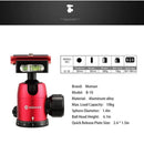 Specification of Moman BH01 display including material, max load capacity, sphere diameter, height, and quick release plate size