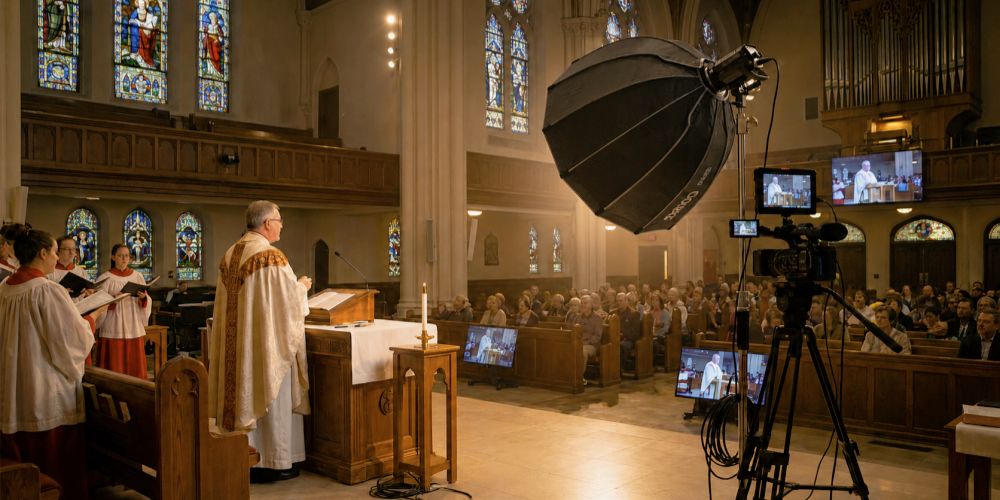 What equipment is needed to live stream a church service?