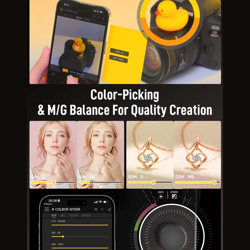 COLBOR W100R can reproduce real-life colors by picking colors with the COLBOR Studio App.