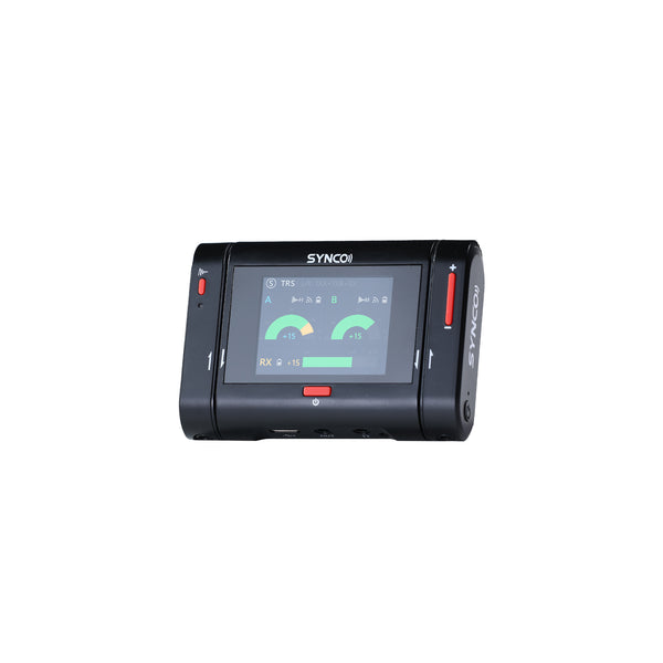 SYNCO G3 Pro includes a receiver featuring a touchscreen and two transmitters housed on the receiver.