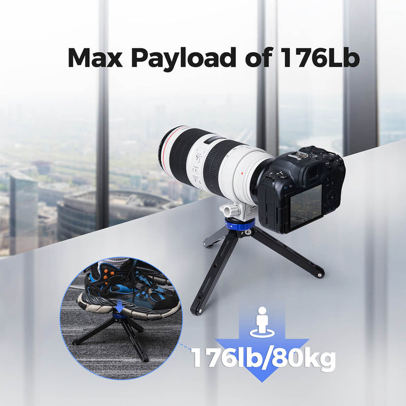 Moman TR01 comes with tiny body with 176Lb/80kg great payload, which surpasses many other tripods on the market