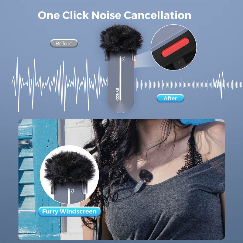 SYNCO P1S has a special and convenient design called one click noise cancellation. You can enjoy the pure voice of the speaker