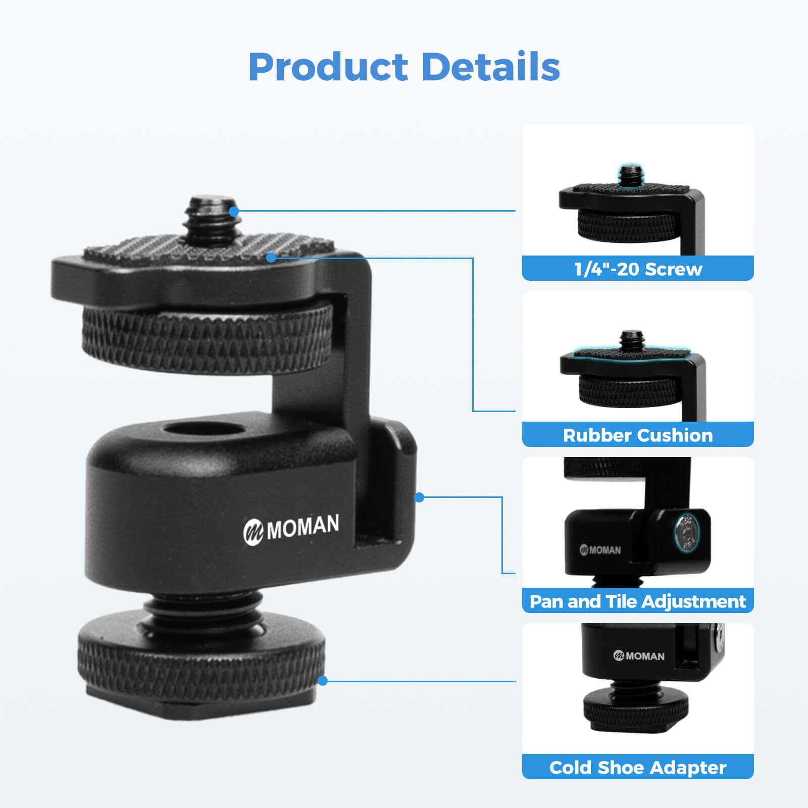 Product details of Moman BH02: Its components include the 1/4