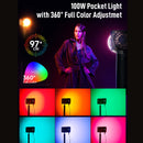 COLBOR W100R works as RGB hair light in photography, featuring 360° full-color adjustment and 97+ CRI.