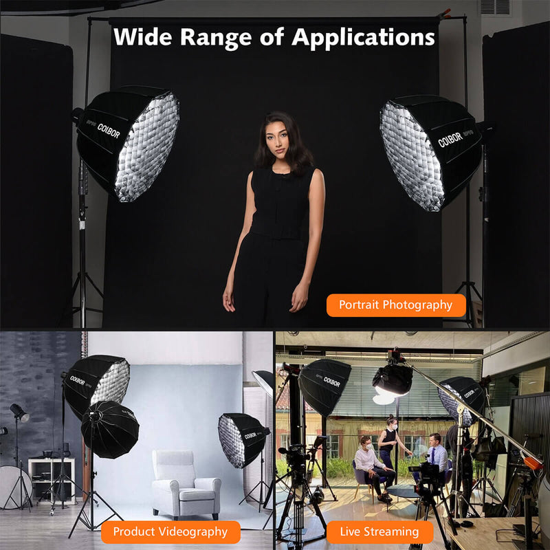 COLBOR BP90 softbox enjoys a wide range of usage scenarios, such as product or food photography, video recording.