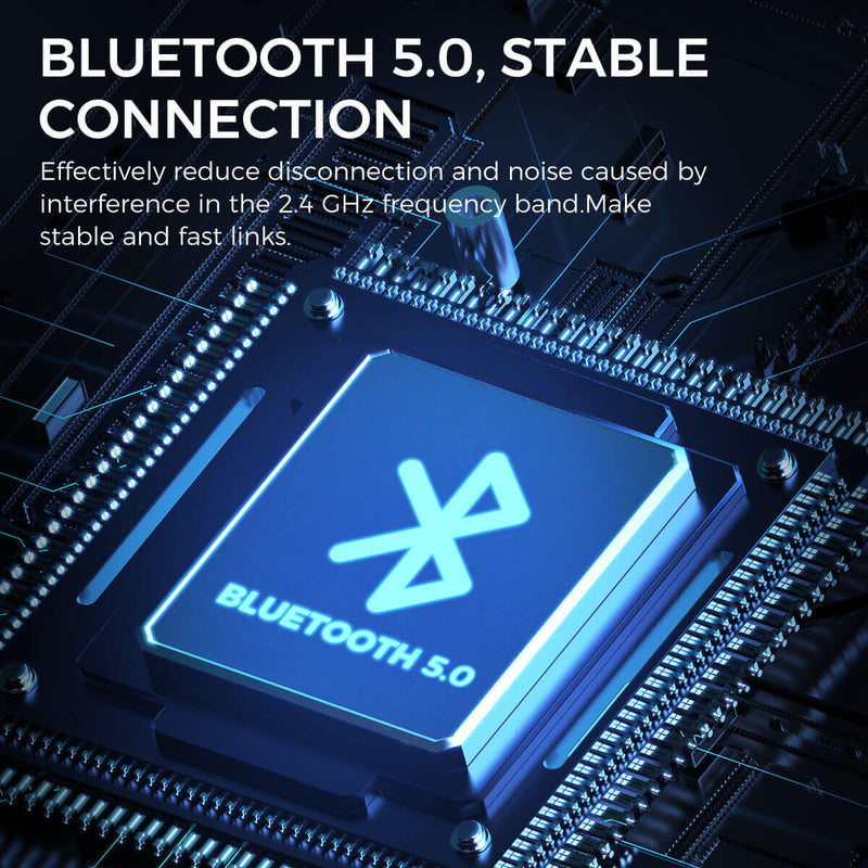 Moman H1 utilizes the Bluetooth 5.0 tech, offering stable connection with 2.4GHz frequency band.