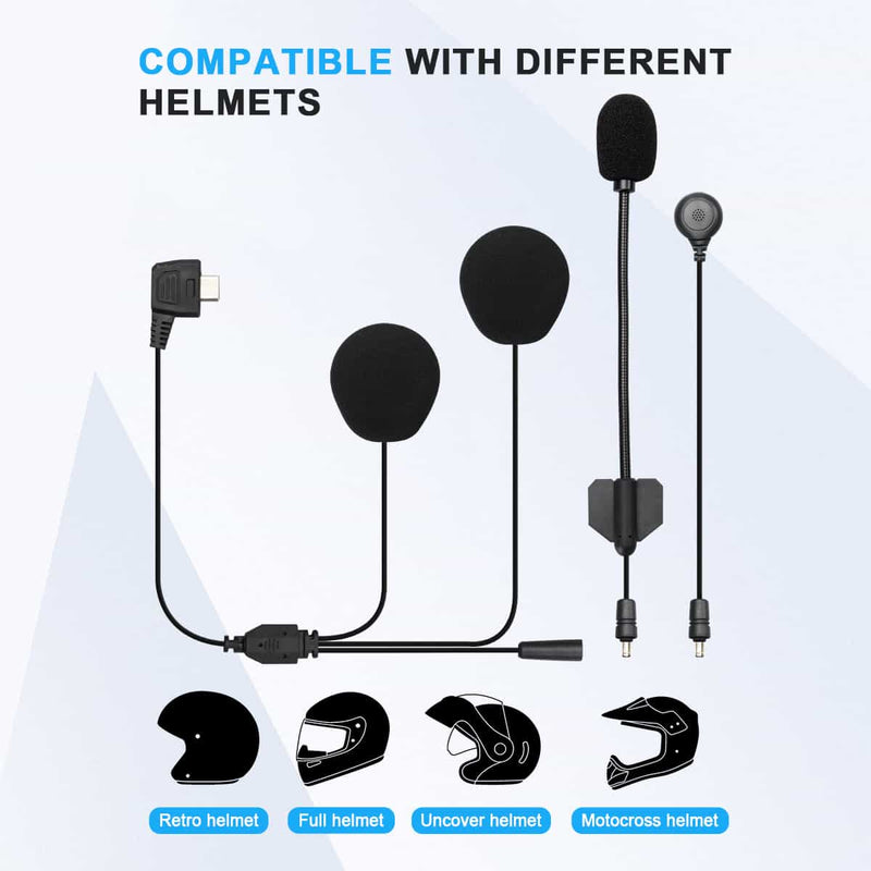 Moman H2 Bluetooth speaker for dirt bike helmet can be mounted inside the full helmet, motocross, uncover, and retro helmet styles.