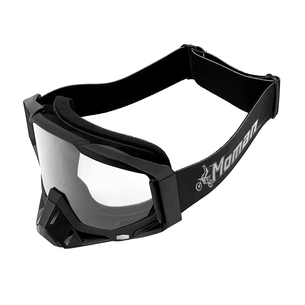 Moman AOG Goggles for Motorcycle Helmets with Removable Nose Guard, Bendable TPU Frame, UV400 Protection, Transparent & Grey Lenses Available