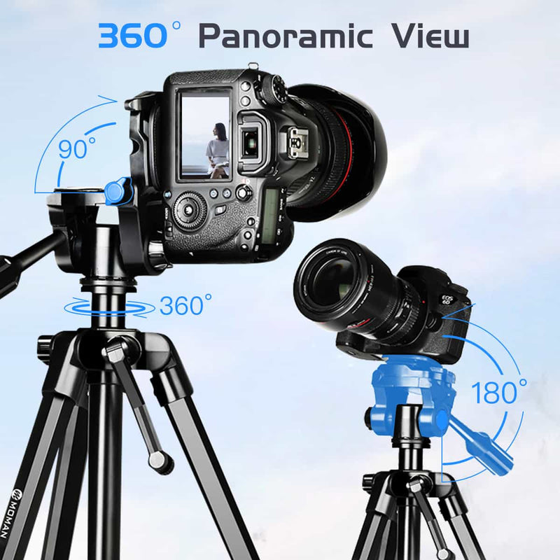 Moman Max80 heavy duty camera tripod with ball head is perfect for 360° Panoramic view since it is rotable for different angles.