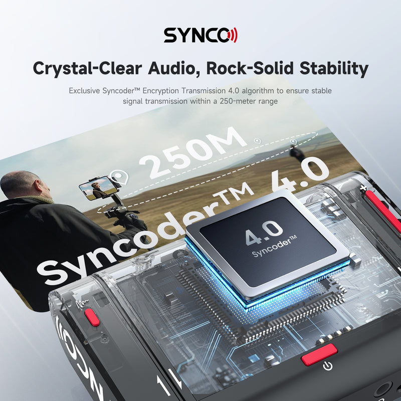 SYNCO G3 Pro ensures crystal-clear audio within a LOS range of 250m.