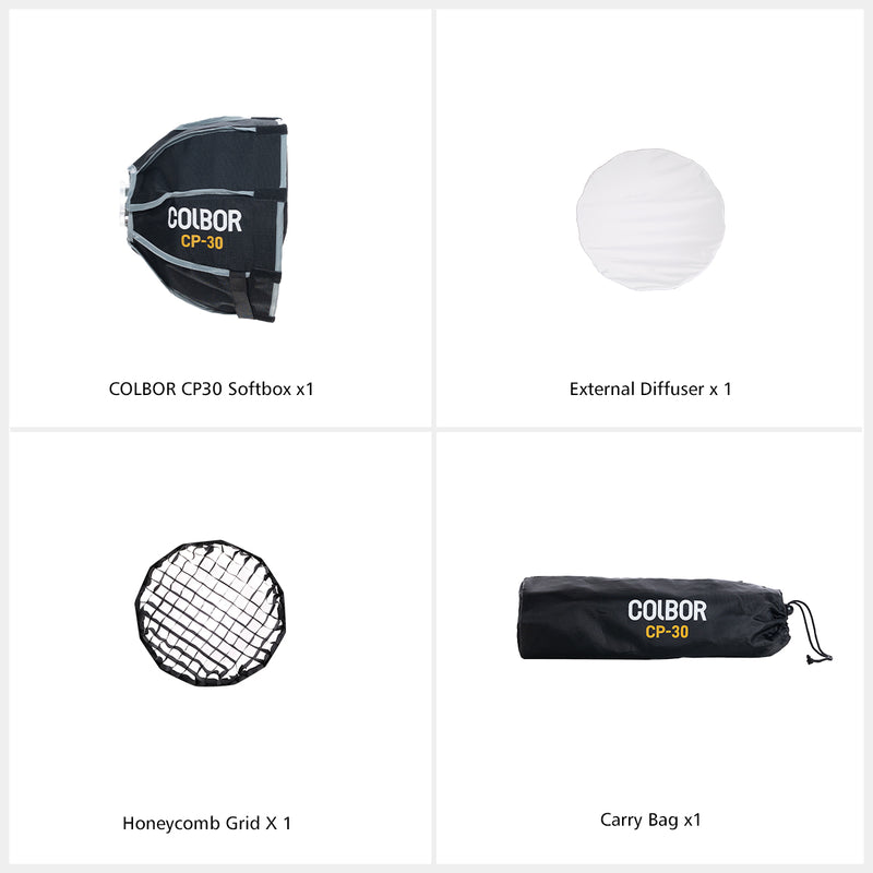 COLBOR CP30 Softbox parabolico da 30 cm per luce video serie W60/W60R/W100