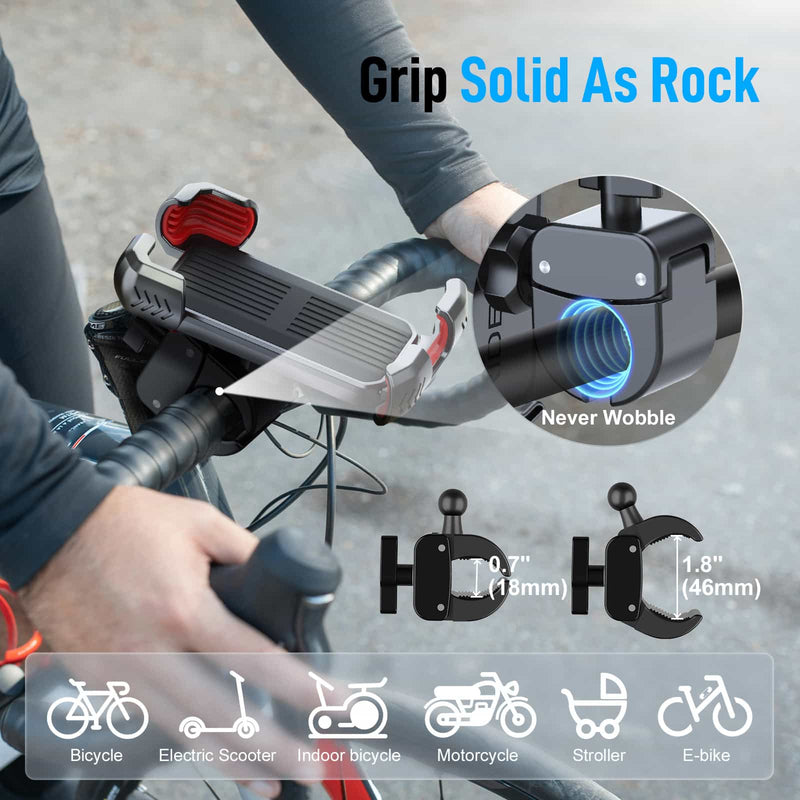 Moman PME1 clip on handlebar motorcycle phone holder is adaptable with kinds of tools, such as bike, motorcycle, scooter, etc.