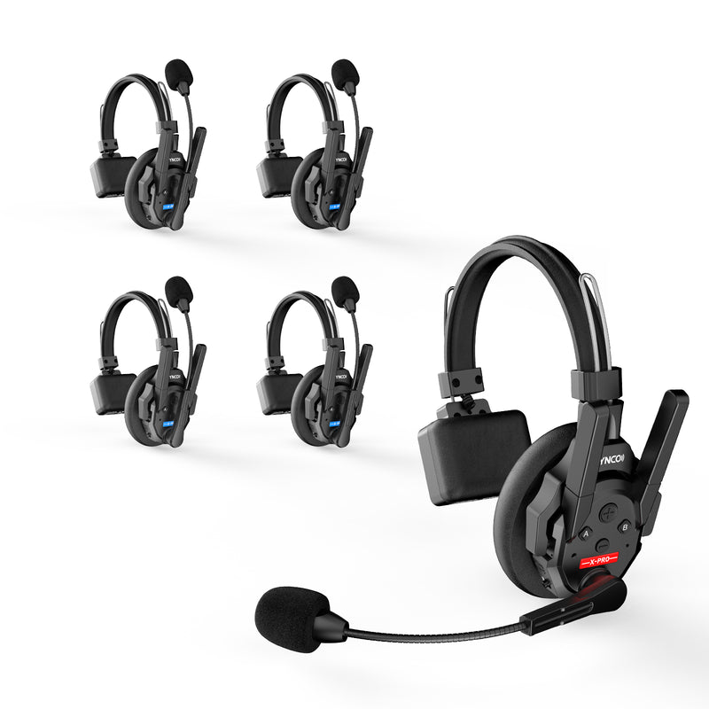 SYNCO Xtalk XPro 5-person option includes a Master headset and 4 Remote headsets.