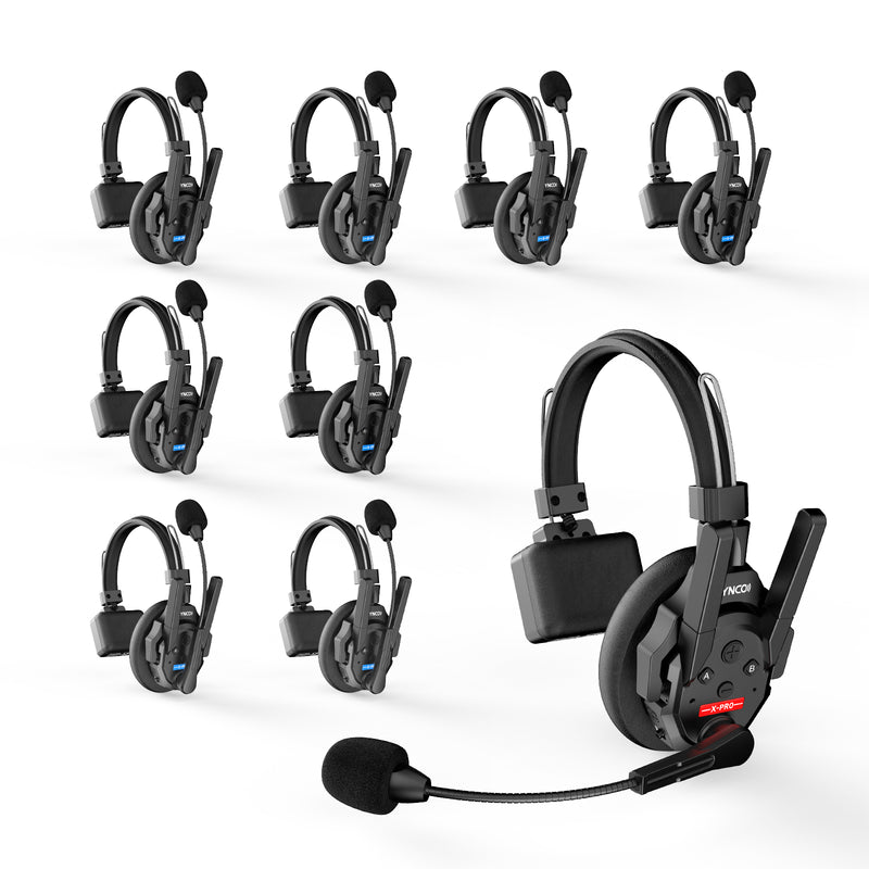 SYNCO Xtalk XPro 9-person option includes a Master headset and 8 Remote headsets.