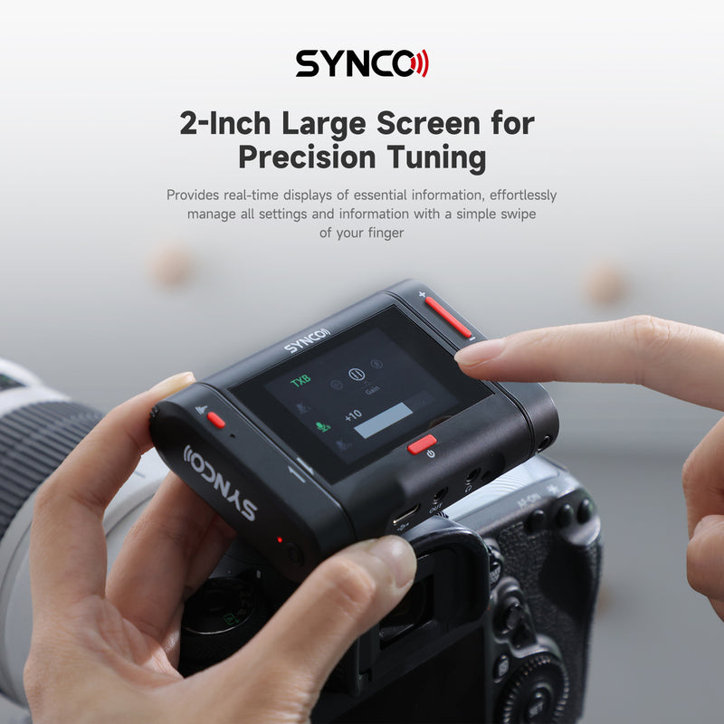 SYNCO G3 Pro has a 2-inch touchscreen to adjust the settings by finger.