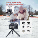 Moman TR01S has double screws of 1/4" and 3/8" for broad compatibility. It can hold cameras, phones, video lights, microphones, etc.