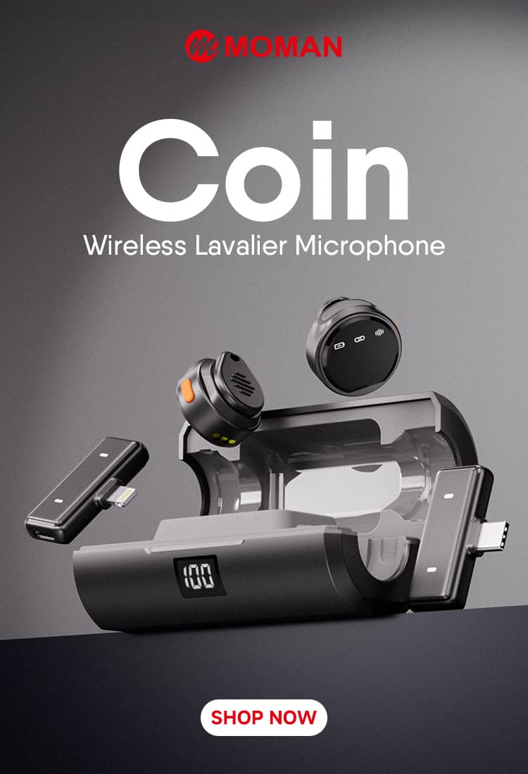 New Arrival--Moman Coin Wireless Lavalier Microphone for iPhone/Android/Camera