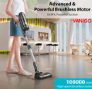 Aspirapolvere senza fili VANiGO, potente aspirapolvere a stelo da 38 Kpa con motore brushless, display touch LED, autonomia di 45 minuti, aspirapolvere leggero autonomo per peli di tappeti e pavimenti duri, P1-Pro