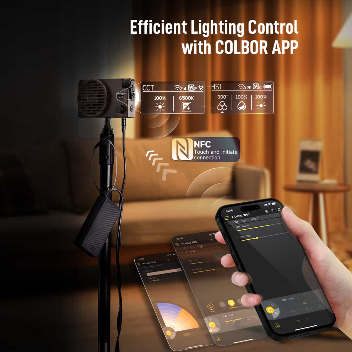 You can control and adjust COLBOR W100 efficiently with the COLBOR App on your smartphone.