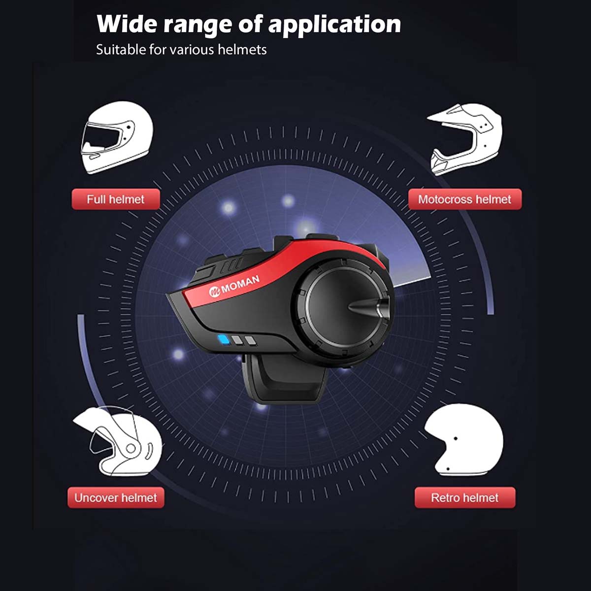 バイクヘルメット用ワイヤレスインターコム Moman H3 | Moman