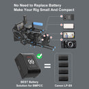Moman Power 99 v-lock battery with Dtap is equal to four pieces of Canon LP-E6. It can make your rig smaller and more compact.