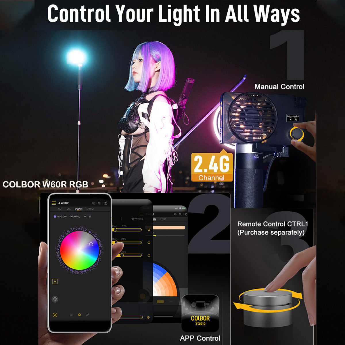 ポータブル LED ビデオライト COLBOR W60 および W60R | Moman