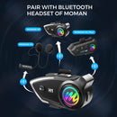 Moman H1 helmet-to-helmet intercom not only can link with the mobile phone, but also can connect with other Bluetooth headsets like Moman H4 Plus.