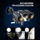 COLBOR CL220R RGB light for studio photography uses Nato and Bowens design for flexible accessories utilization.