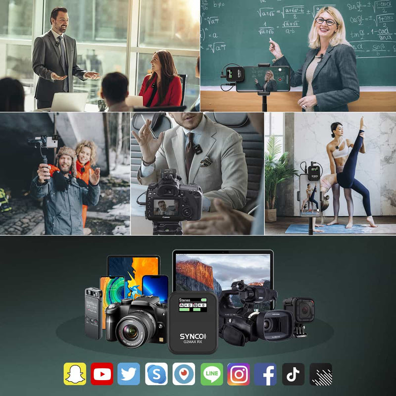 SYNCO G2(A2) Max G2(A2) Mega wireless lavalier microphone for DSLR video can work in meetings, teaching, vlogging, etc.