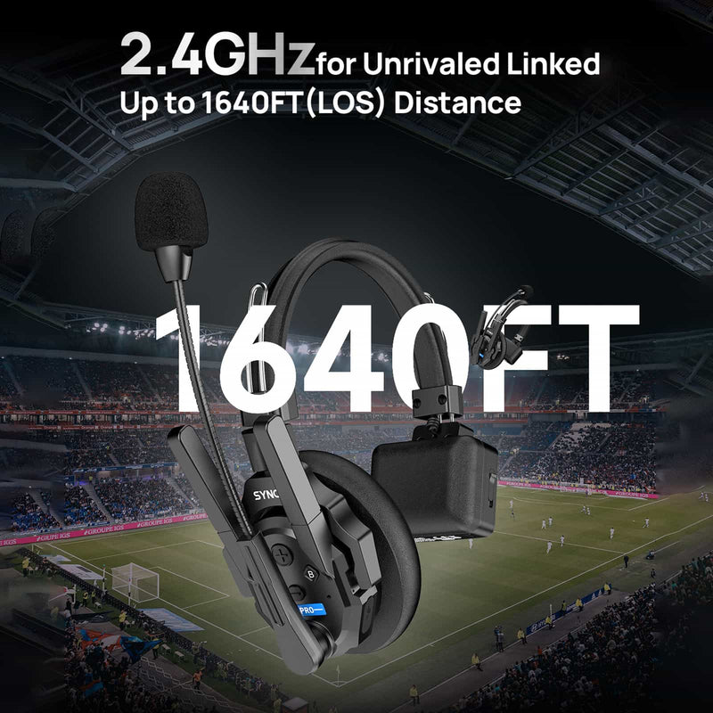 SYNCO Xtalk XPro wireless headset two-way intercom team communication system ensures clear communication within the 1640ft LOS range.