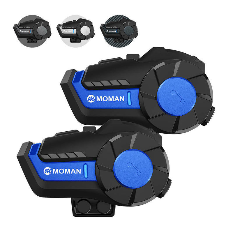 Moman H2 Blue two-pack support real-time communication between two motorcyclists within 1000 meters