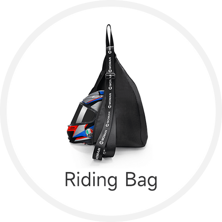 Moman B1 is a sling bag for storing the helmet and other motorcycling tools.