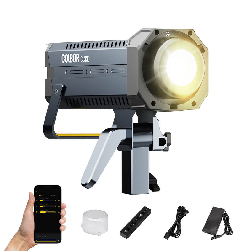 COLBOR CL330 Lite Version (Bowens mount not included), can produce 12400 lux of light at a distance of 1 meter.