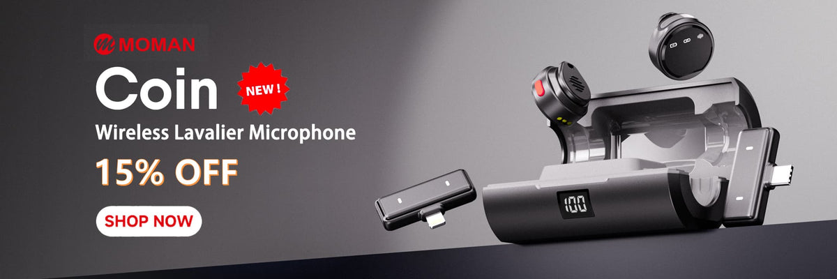 New Arrival--Moman Coin Wireless Lavalier Microphone for iPhone/Android/Camera