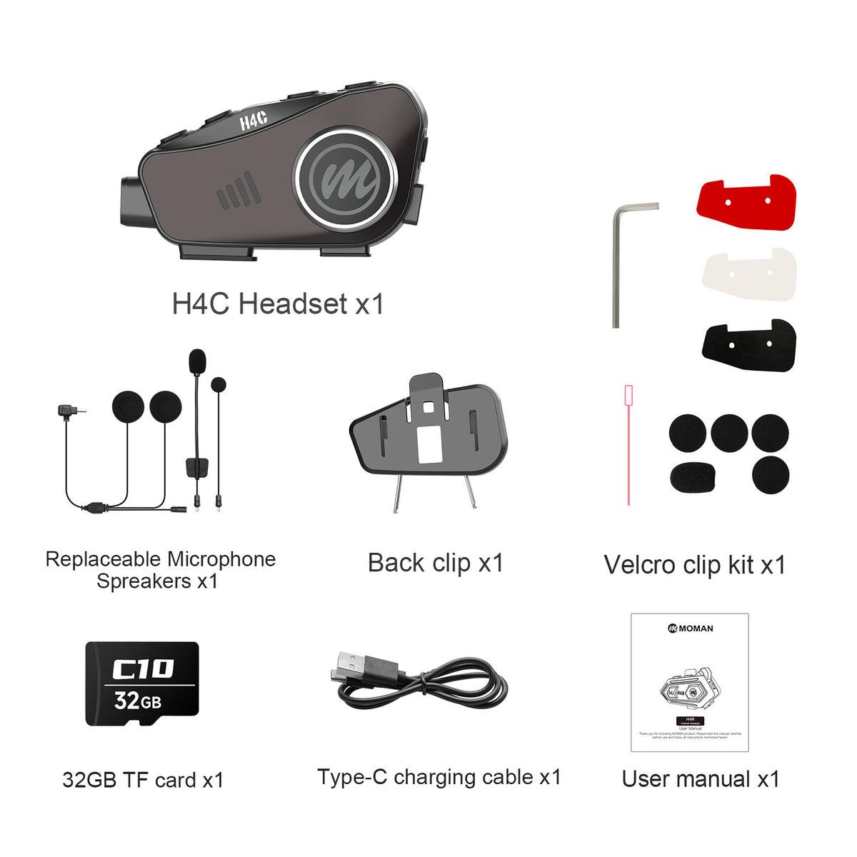 カメラ付きバイク用 Bluetooth ヘッドセット Moman H4C | Moman