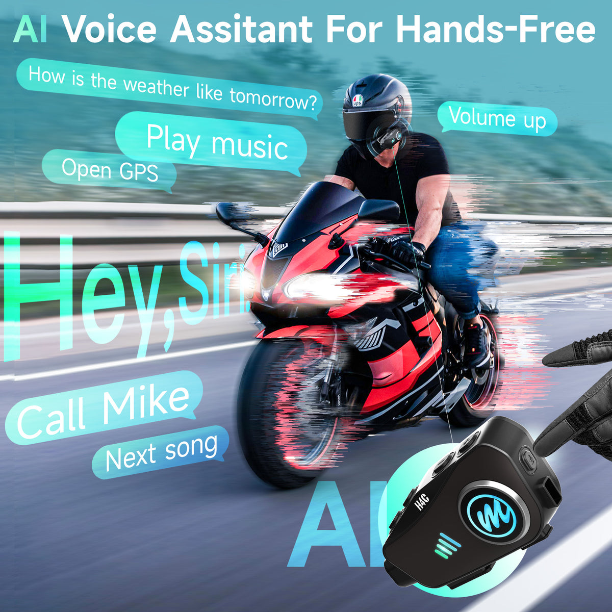 カメラ付きバイク用 Bluetooth ヘッドセット Moman H4C | Moman