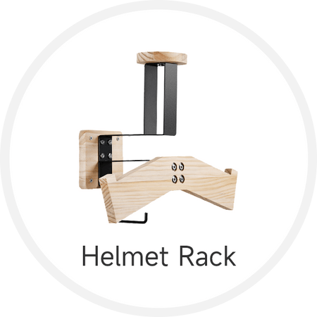 Moman HRW1 wall-mounted rack can store and organize helmets and jackets.