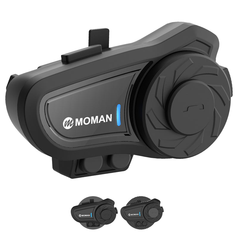 Moman H2 Pro Voice Activated Intercom for Two Motorcycle Riders, Wireless Communication, Music Share, FM Radio Featured (Single or Two Packs)