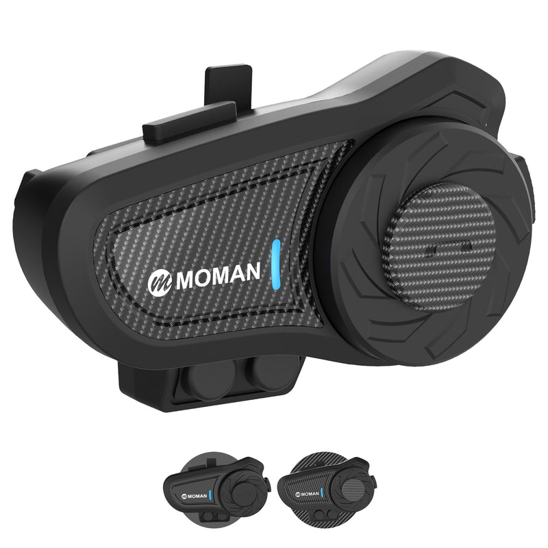 Moman H2 Pro 音声起動インターコム 2人乗りバイク用 ワイヤレス通信 音楽共有 FMラジオ搭載 (シングルまたは2パック)