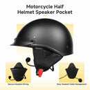 Moman HEB motorcycle speaker pockets for secure headset wiring and cable storage is mounted on a half helmet.