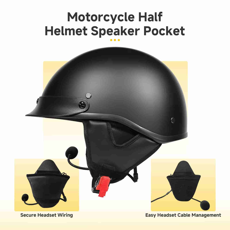 bluetooth motorcycle half helmet speakers Moman HEB Half Helmet Speaker Pockets with Dual Lock System, Fits Half  Helmets with Narrow or Wide Straps, Blocks Wind Noise and Cold