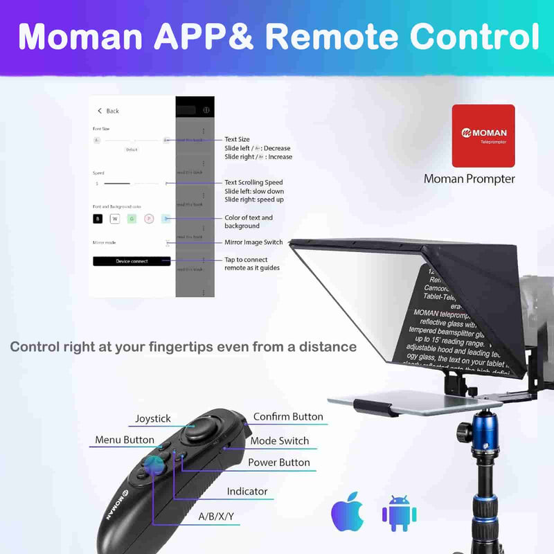 Moman MT16 supports remote and App control.