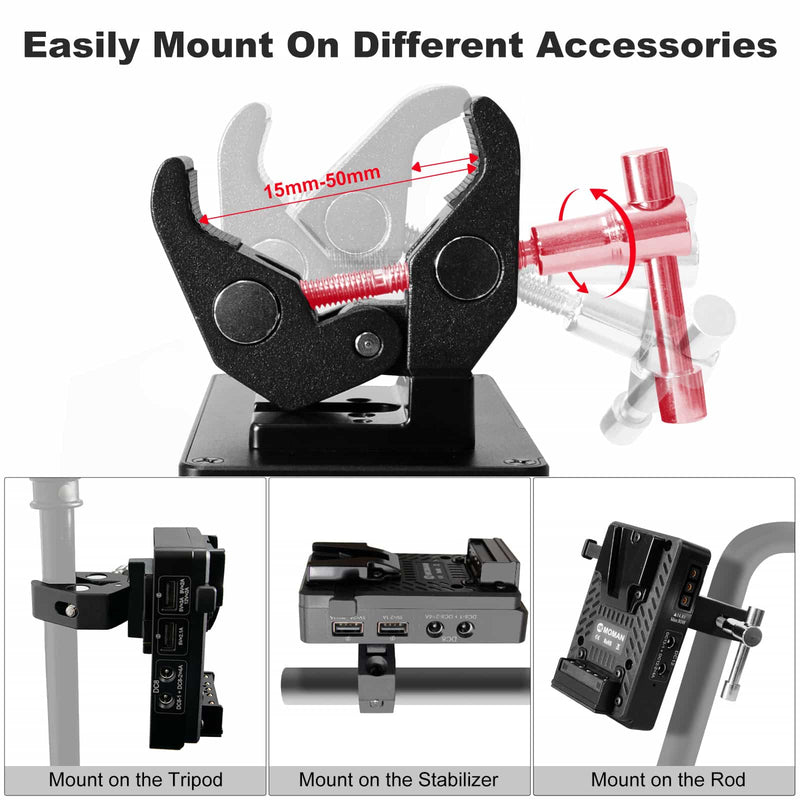 Moman MVBP-C has a clamp that can easily mount on different accessories, such as the tripod, stabilizer, and rod.