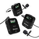 Moman C2X dual-channel wireless microphone has two transmitters to be cliped on two speakers. It's perfect for two person recording