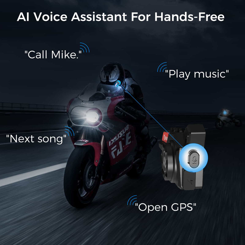 Moman H4S dirt bike helmet music radio headset supports AI voice assistant for hands-free using.