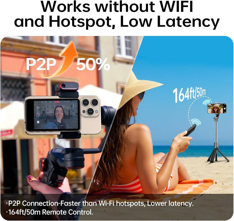 Moman XView M4 connects to the smartphone via P2P with a 164ft range.