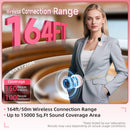 This Bluetooth amplifier speaker with wireless microphone features a range of 164 feet and a sound coverage area of up to 15,000 sq ft.